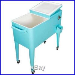 Permasteel 80-Quart Insulated Rolling Patio Cooler, Turquoise (Open Box)