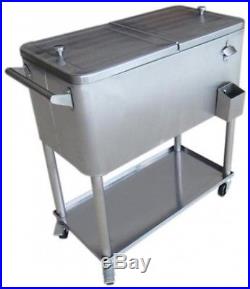 Permasteel Stainless Steel Patio Cooler 80 Qt. With Bottom Tray Locking Wheels