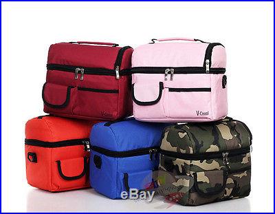 Picnic lunch bag insulated cooler bag multi-function outdoor two compartments