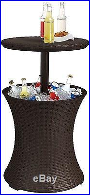 Poolside Patio Bar Cooler and Rattan Cocktail Table, Outdoor Deck Party Beer NEW