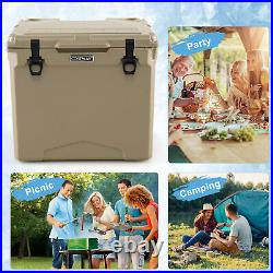 Portable 42 Qt Cooler with wheels Handle Roto Molded Ice Chest Insulated 5-7 Days