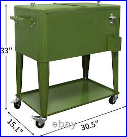 Portable 80Qt Outdoor Rolling Cooler Cart Ice Beer Beverage Chest Party
