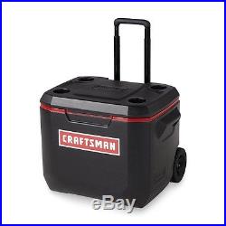 Portable Cooler With Wheels Craftsman Food Beverage Storage Ice Chest Box 50qt