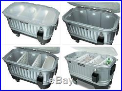 Portable Ice Chest Cooler Party Bar Patio Beverage Drink Storage LED Lights Cart