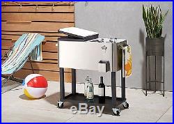 Portable Party Cooler with Shelf Split Lid Rolling Ice Chest Coolers on Wheels