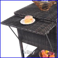 Portable Rattan Cooler Cart Trolley Outdoor Patio Pool Party Ice Drink Mix Brown