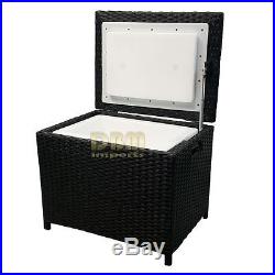 Portable Resin Wicker Ice Chest Patio Party Drink Cooler Pool Deck Black