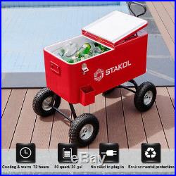 Portable Rolling Wagon Cooler Outdoor Party 80 QT Drinks Storage Cart with Handle