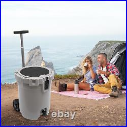 Portable Water Cooler Jug Camping Beverage Dispenser with 2 Wheels 7.5 Gallon 28L