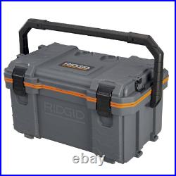 RIDGID Cold Box Cooler, 27 Qt. And holds 42 cans with 2 cup holders on the lid
