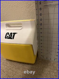 Rare CAT / Caterpillar Igloo Playmate Cooler Yellow Lunch Box Push Button Lid SM