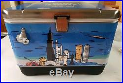 Rare Lollapalooza Chicago Bud Light Igloo Stainless Steel 54 Qt Cooler Ice Chest