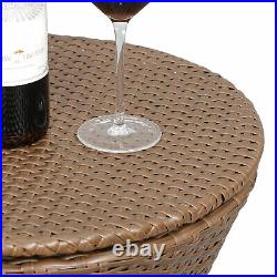 Rattan Cool Bar Wicker Ice Cooler Table Bistro Pool Summer Deck Patio Furniture