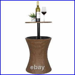 Rattan Cool Bar Wicker Ice Cooler Table Patio Furniture Bistro Pool Summer Deck