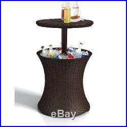Rattan Ice Chest Cooler Table Bar Cocktail Stand Outdoor Dining Bar Furniture