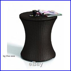 Rattan Ice Chest Cooler Table Bar Cocktail Stand Outdoor Dining Bar Furniture