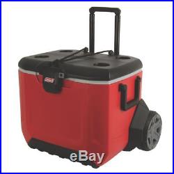 Red 2-Wheeled 55 Qt. Capacity Rugged Chest Cooler with Long Telescoping Handle