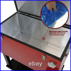 Red 68 qt Ice Chest Foosball Table Rolling Party Cooler Portable Steel Outdoor