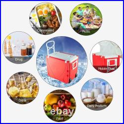Red Multi-Function Rolling Cooler Table 2 Chairs Outdoor Picnic Beach Camping