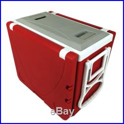 Red Multi Function Rolling Cooler With Table And 2 Chairs Picnic Camping Outdoor