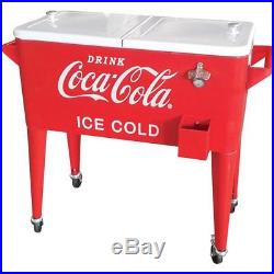 Red Nostalgic Coca Cola Cooler on Wheels 80 Qt Ice Chest Party Events Man Cave