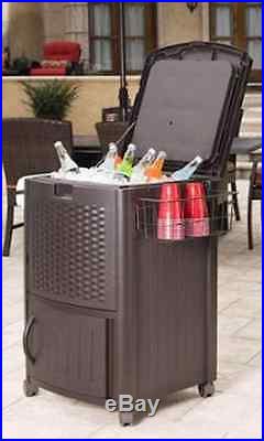 Resin Wicker Cooler Ice Suncast Chest Outdoor Patio Backyard Bar Party Pool Deck