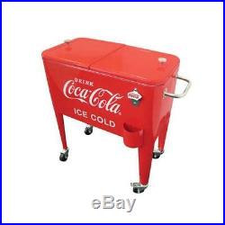 Retro Coca Cola Cooler Ice Chest Red 60 Qt. Rolling Wheels Bottle Opener Classic