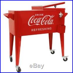 Retro Ice Chest Party Cooler Coca Cola 80 Qt Cocktail Table Pool Poolside Patio