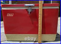 Retro Red Coleman Cooler Ice Chest Picnic Camping Beach Decor Prop Local Pickup