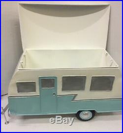Retro Style Caravan RV Camper Cooler Metal Trunk Bath & Body Works Display NEW