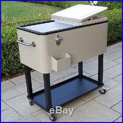 Rolling Beverage Cooler Party Bar Beer Cart Outdoor Stand Patio Ice Chest Fridge