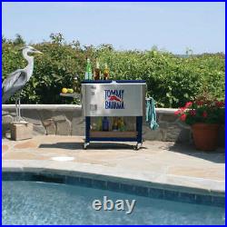 Rolling Cooler 100 Quart Stainless Steel With Side Self Beverage Storage Outdoor