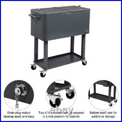 Rolling Cooler Cart Outdoor Party Ice Beer Mobile Ice Chest with Wheels 80Qt