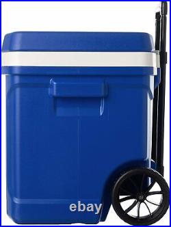 Rolling Cooler With Handle Ice Chest With Wheels Blue Camping Picnic Beach Camp
