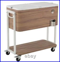 Rolling Drink Cooler Cart 80 Qt For Outdoor Patio And Deck On Wheels With Handle