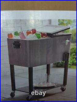 Rolling Drink Cooler Cart 80 Qt For Outdoor Patio And Deck On Wheels With Handle