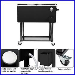 Rolling Ice Chest Cart Bar Cooler Trolley withShelf Stand Freezer Incubator 80QT