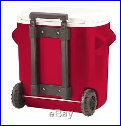 Rolling Ice Chest Cooler Party Patio Outdoor Deck Portable Beverage Wheeled 28Qt
