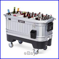 Rolling Ice Chest Cooler Tank Drink Box Beverage Garden Party LED Nighttime Bar