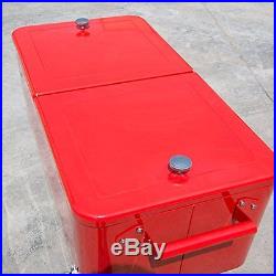 Rolling Ice Chest Portable Patio Party Drink Cooler Cart Red 80 Qt Bottle Opener