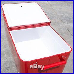 Rolling Ice Chest Portable Patio Party Drink Cooler Cart Red 80 Qt Bottle Opener