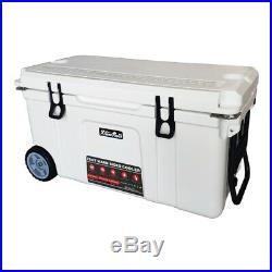 Rolling Insulated Ice Chest Cooler Camping Lockable Cooler with 2-Wheel -79 Quart