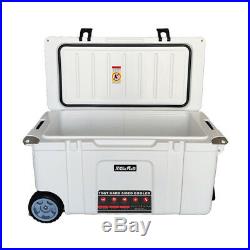 Rolling Insulated Ice Chest Cooler Camping Lockable Cooler with 2-Wheel -79 Quart
