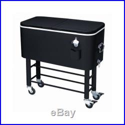 Rolling Party Cooler Outdoor Ice Chest Patio Deck Portable Beverage Tailgate Bar