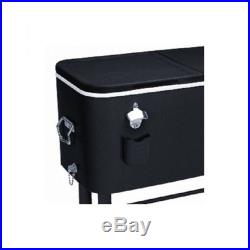 Rolling Party Cooler Outdoor Ice Chest Patio Deck Portable Beverage Tailgate Bar
