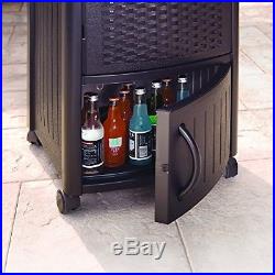 Rolling Party Cooler Outdoor Patio Rattan Cooler Portable Beer Beverage Chest