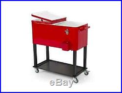 Rolling Patio Cooler Red Outdoor Party Ice Chest New With Free Shipping