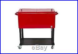 Rolling Patio Cooler Red Outdoor Party Ice Chest New With Free Shipping