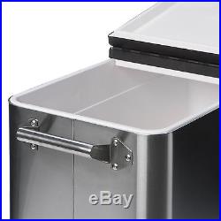 Rolling Patio Cooler Stainless Steel Outdoor Pool Deck Party Beverage Server Ice