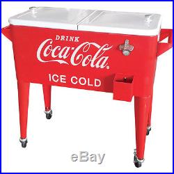 Rolling Retro Coca-Cola Cooler 80 Qt Vintage Ice Chest Outdoor Party Fridge NEW
